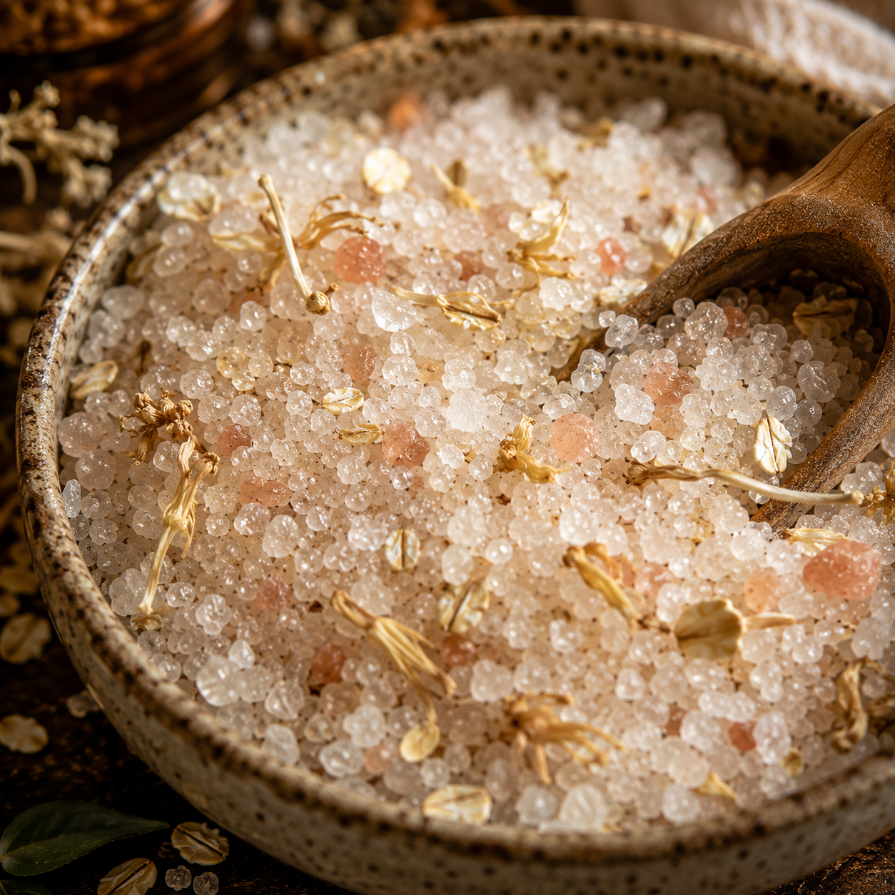 Honeysuckle Oat Luxury Bath salts, Nourishing Self Care, Home Spa, Mindfulness Relaxation